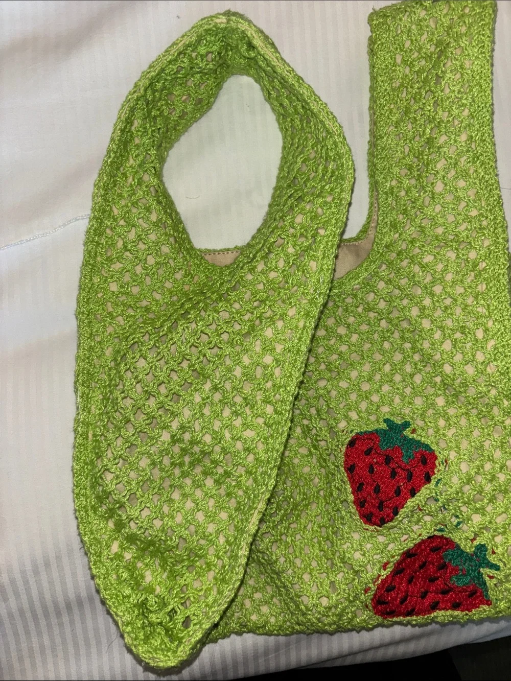 wild fable Green Crochet Strawberry Tote